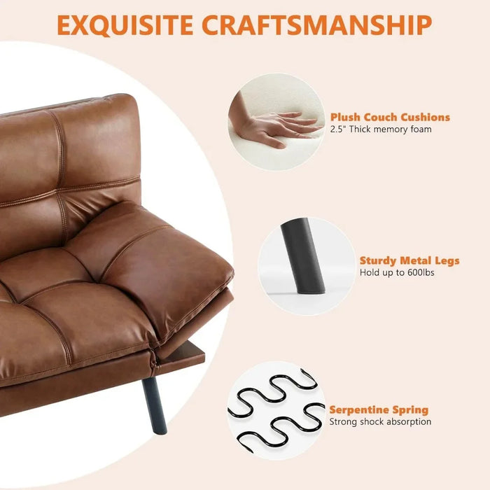 Sofa Bed Couch, Loveseat Sleeper Futon for Living Room, Foldable Memory Foam Furniture, Convertible Full Size Sofa