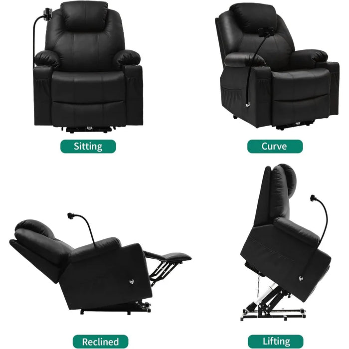 Electric Power Lift Recliner Massage Sofa for Living Room, YITAHOME Recliner Chair with Phone Holder,Black