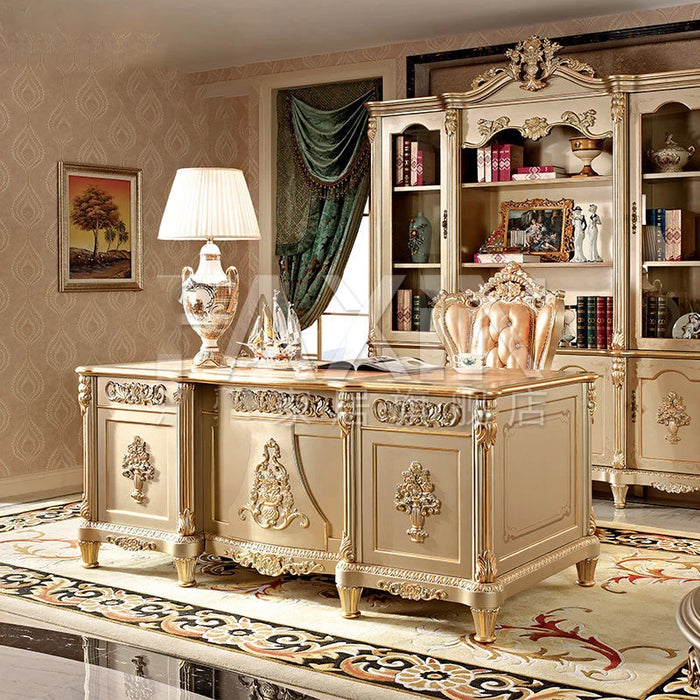 European-style solid wood desk desk large family luxury European-style desk boss desk villa study furniture