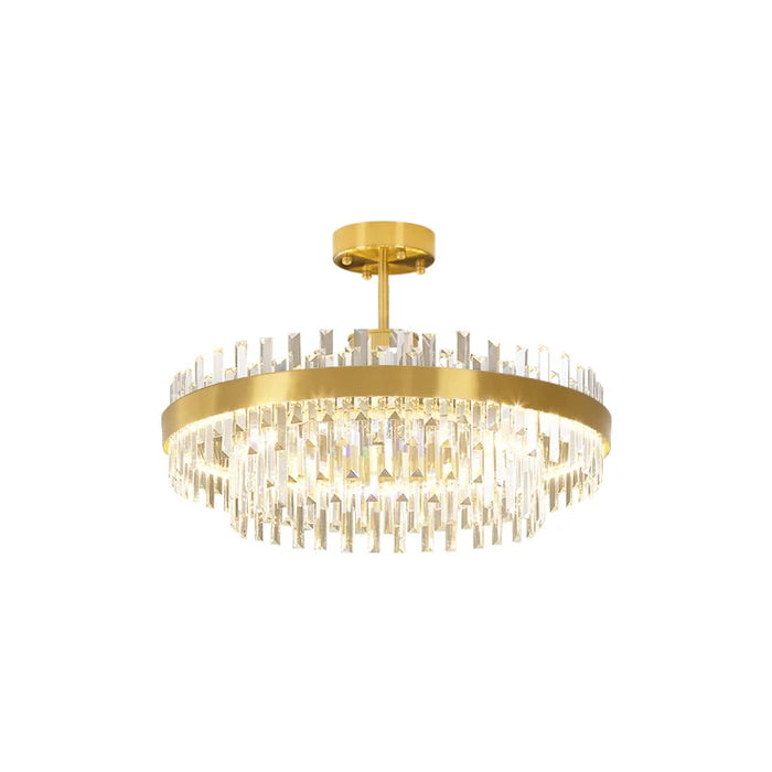 Modern Luxury Crystal Chandelier Gold Light Living Room LED Lamp Simple Household Round/Rectangular Dining Decorative