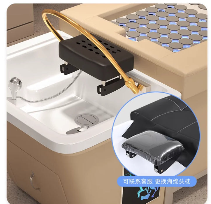 Moxibustion foot bath one Thai shampoo bed intelligent constant temperature water cycle fumigation head treatment bed