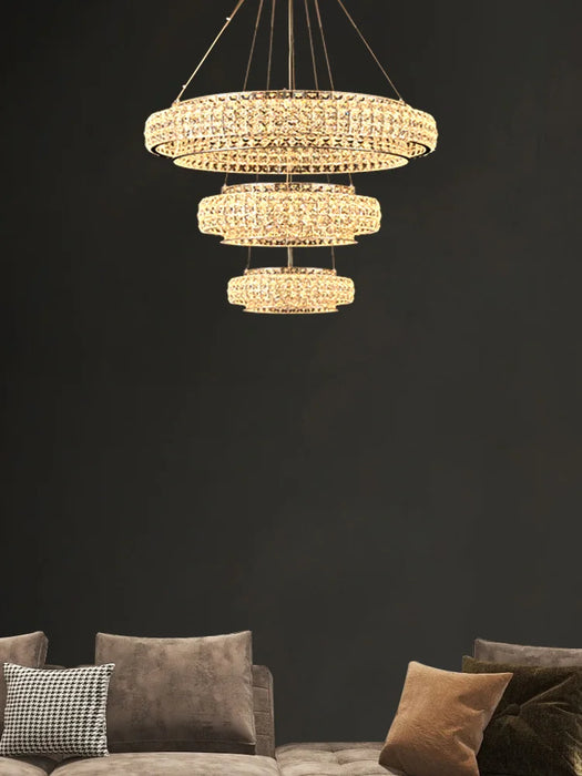 Luxury Round Ceiling Chandeliers Crystal Home Decor Modern Hanging Light Ceiling Suspension Lamps for Living Room Lustres