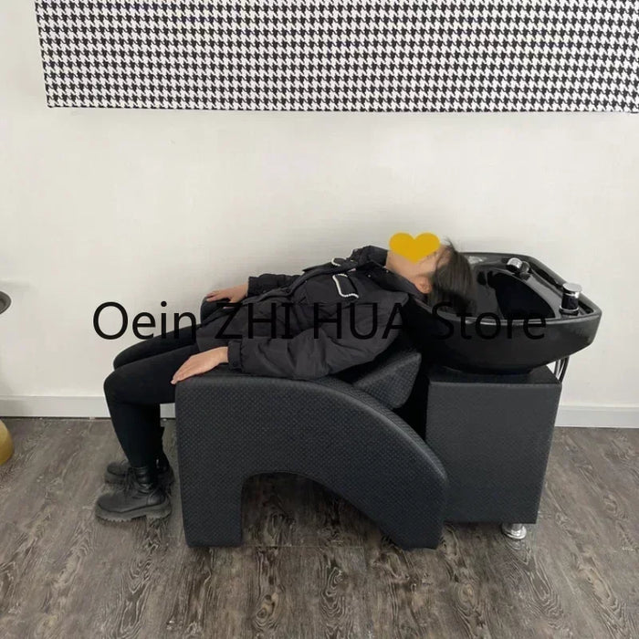 Barber Shop Lounge Shampoo Chair Hair Wash Bed Hairdressing Big Shampoo Chair Comfort Luxury Massageador Salon Furniture QF50SC
