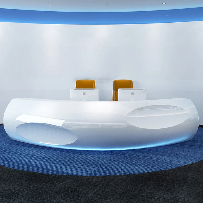 Front Desk: Company Reception Desk Modern Simple Lacquer Curved Service Desk, Creative Beauty Salon Bar Cash Register Customized