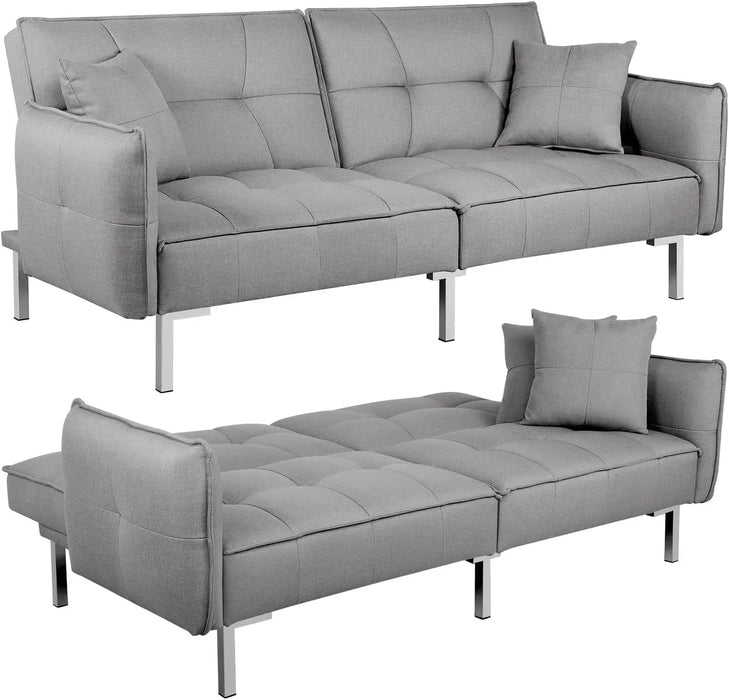 Sleeper Sofa Bed Convertible Sofa Modern Futon Couches Fold Up and Down Linen Fabric Recliner Couch,Dark Gray/Grey/Black