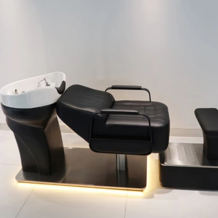 New Hairdressing Shampoo Chairs Half Lying Dedicated Hair Salon Ceramics Barb Shampoo Chairs Massageador Furniture QF50SC