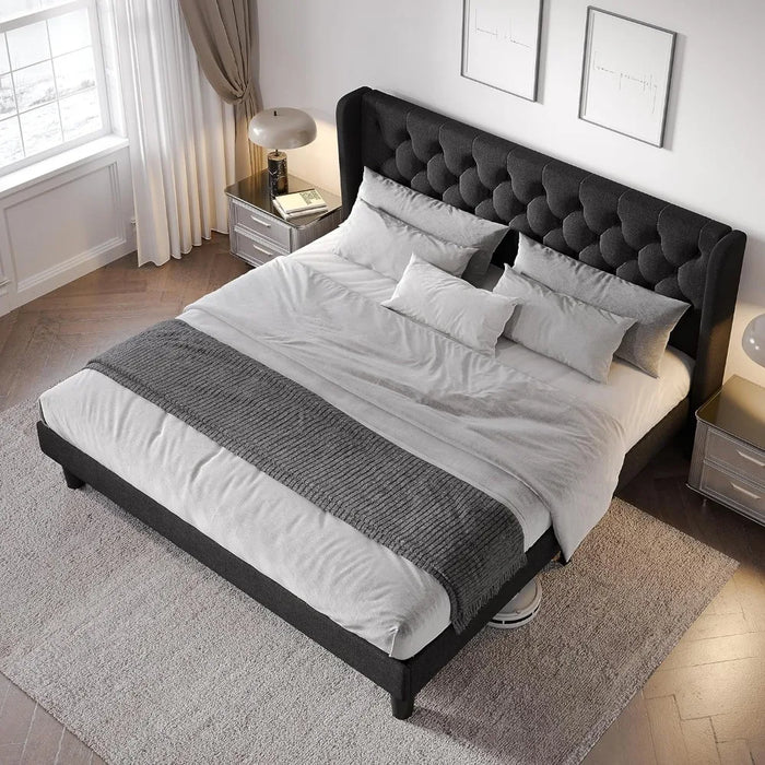 Tufted Upholstered Sofa Convertible Sleeper Sofa Bed Small Space Living Room, 2 Seater Couple Seat Sofa Metal Legs, Grey