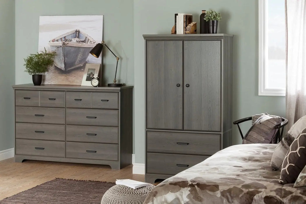 Versa 8-Drawer Freestanding Double Dresser Gray Maple, Traditional Wood Multi-functional Dresser