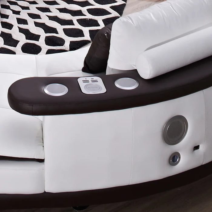 Living Room Sofa Italian Cow Genuine Leather Couch Muebles De Sala Cama Puff Asiento Sala Futon With Speaker USB Iphone Charging