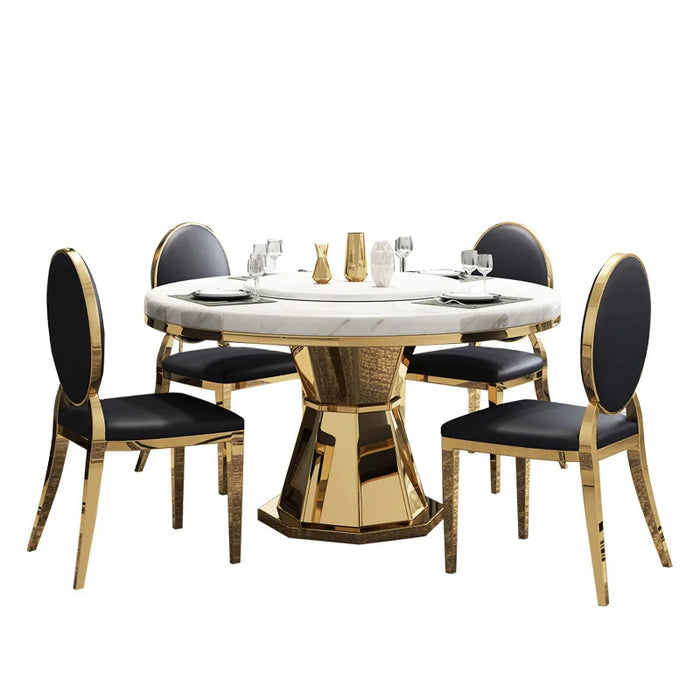 Marble table post-modern simple big round table with turntable light luxury combination