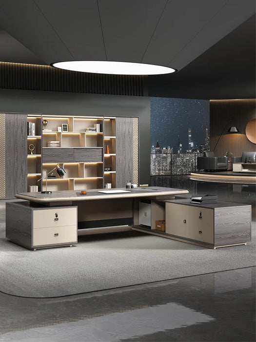 Simple office desk Modern baking varnish office desk chair combination Large shift office furniture