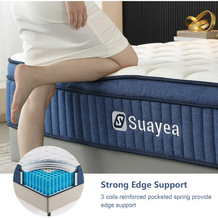 12" Mattress King Size, Ultimate Motion Isolation with Gel Memory Foam and Pocket Springs, Medium Firmness Mattress