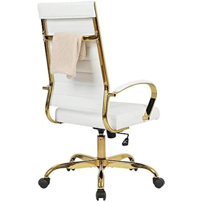 Home Office Chair High Back Executive Chair Ribbed PU Leather Computer Desk Chair with Armrests Soft Padded, Adjustable