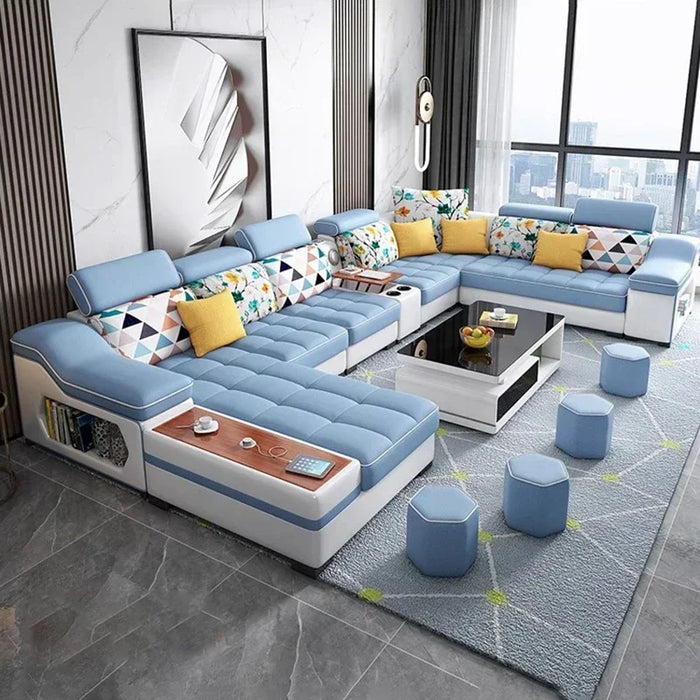 Solid Colors Queen Living Room Sofas Modern Nordic Luxury Bed Lazy Sofa Chair Leather Single Lounge Woonkamer Banken Furniture