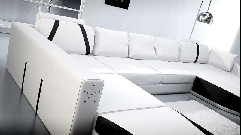 Pure White Genuine Leather Recliner Sofa Bed Top Level Leather Sofas Set Living Room Furniture Sets Couch Living Room Sofas
