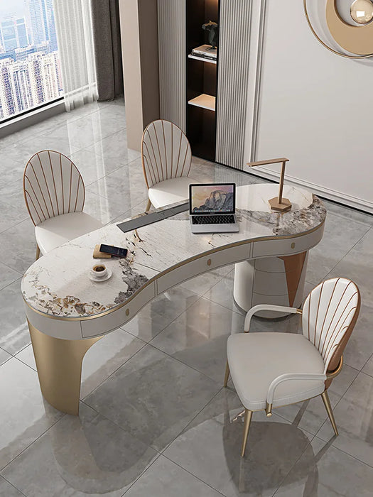 Light luxury rock board consulting desk, modern simple 160cm desk, color: Lishi white