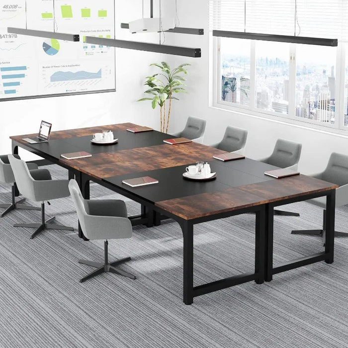 70.8”Executive Desk, Large Office Computer Desk with Thicken Frame, Rustic Brown/Black