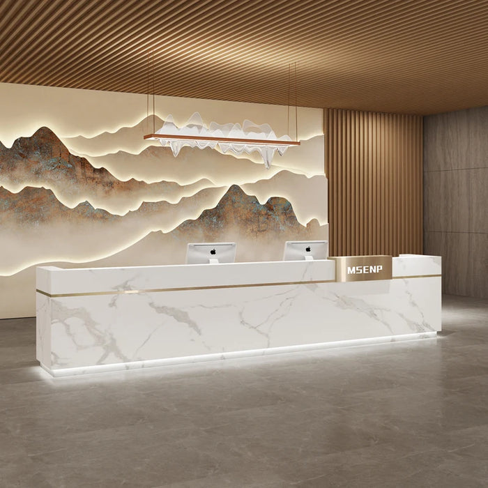 Modern Minimalist Reception Desk Company Cashier Hotel Consultation Stainless Steel Bar Coffee Shop Bureau Meuble Furnitures