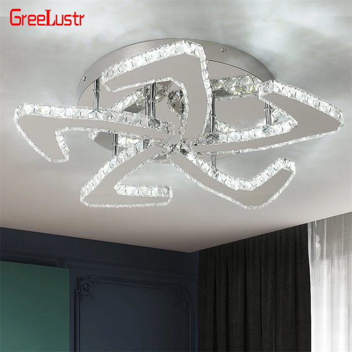 Modern Crystal Led Chandeliers For Ceiling Stainless Steel Lustres For Kitchen Luminarias Fixtures HangingPlafonier Lamp Bedroom