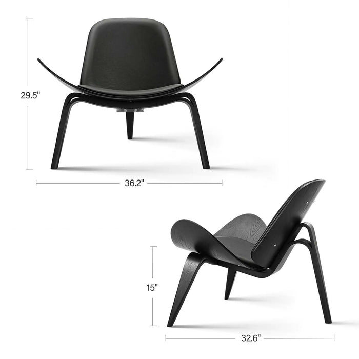 Recliner Chair Replica Black Wood Lounge Shell Chair Single Sofa Airplane Chair For Living Room Bedroom Furniture