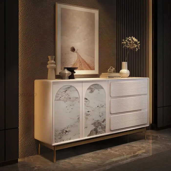 White Sideboard For Living Room Modern Design Household Cupboards Solid Wood Furniture Simplicity Cream Style Kitchen Cabinet
