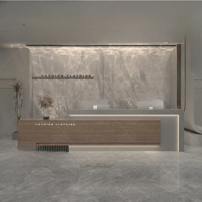 Shop Wooden Reception Desk Bar Supermarket Display Lecture Office Reception Desk Bench Rezeption Desk Beauty Office Furniture