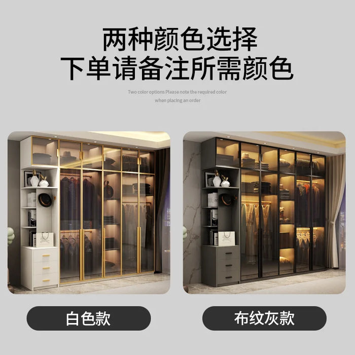 Light extravagance modern simple wardrobe dressing table integrated glass cabinet door multi-function cloakroom household bedroo