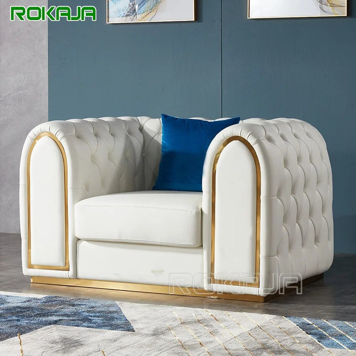 Italian 1 2 3 People Sofa Set Living Room Furniture Pull Buckle Luxury Sofas White Leather Modular Office Armrest Sofa Sets