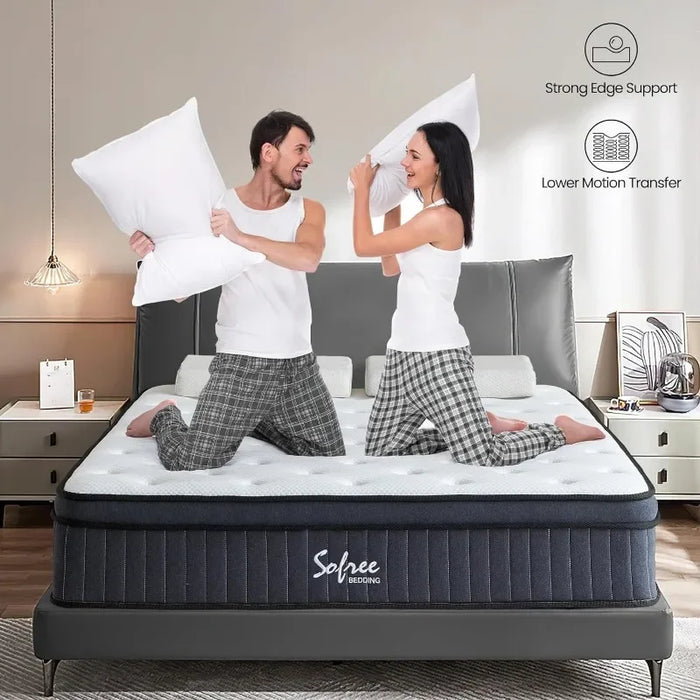 12 Inch Memory Foam Hybrid Mattress Queen Size, Pocket Spring Mattress in A Box for Motion Isolation, Strong Edge Support