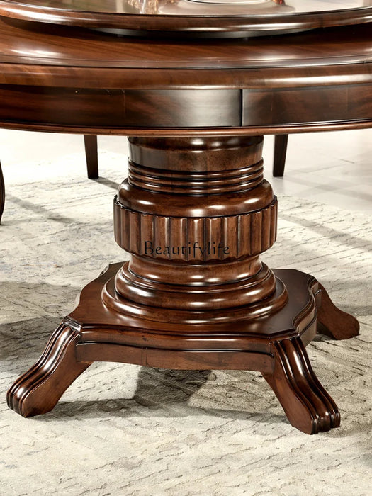 American Furniture Dining Table Black Walnut round Household
