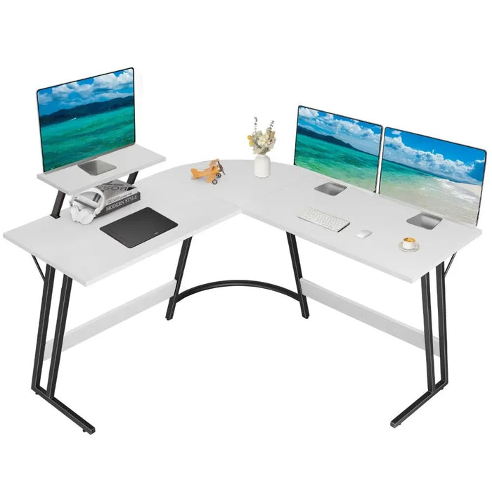 Home Office Writing Desk Modern L-Shape Computer Desk,Metal, 51.18 x 19.68 x 29.13 Inches