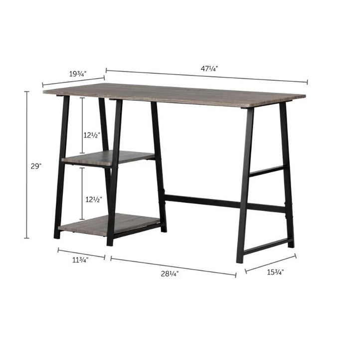 South Shore Evane Contempory Trestle Desk with Storage, Multiple Finishes Computer Desk  Office Table