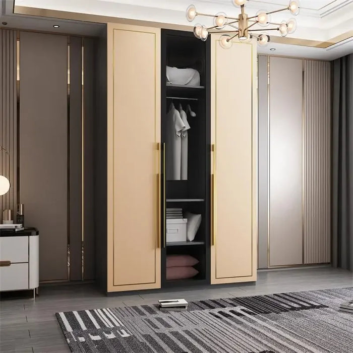 Simple wardrobe Northern Europe light luxury flat opposite door tempered glass large wardrobe Modern bedroom storage cloakroom c
