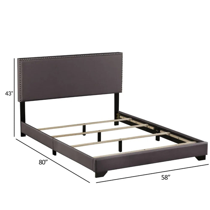 Willow Nailhead Trim Upholstered Full Bed, Charcoal  Furniture Bedroom  Platform Bed  Bedroom Set