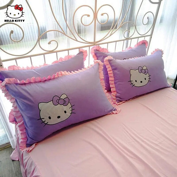 Hello Kitty Cartoon Embroider Pillow Case