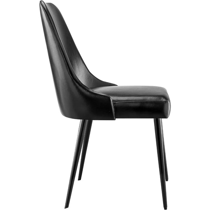 Kitchen Chair Modern Upholstered Dining Chairs, Desk Chair Side Chair with Metal Legs, Black, Pack of 2