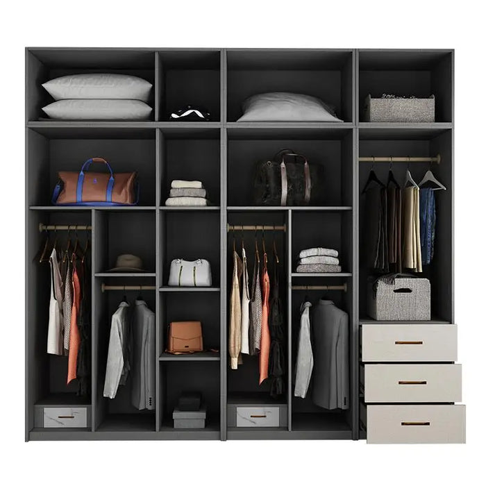Wooden Simple Bedroom Storage Locker Cabinets For Clothes Large Double Wardrobe Cupboard Hotel Apartment Closet Furniture