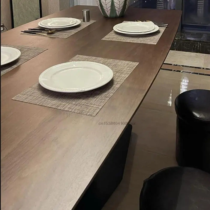 Nordic Walnut Rectangular Kitchen Table Creative Designer Kitchen Furniture Livingroom Poker Dining Table And Chair Combination