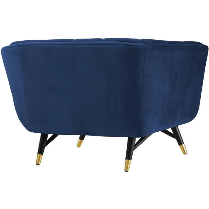 Modway Adept Mid-Century Modern Velvet Upholstered Tufted Accent Arm Lounge Chair in Midnight Blue Accent Chair  bedroom chair
