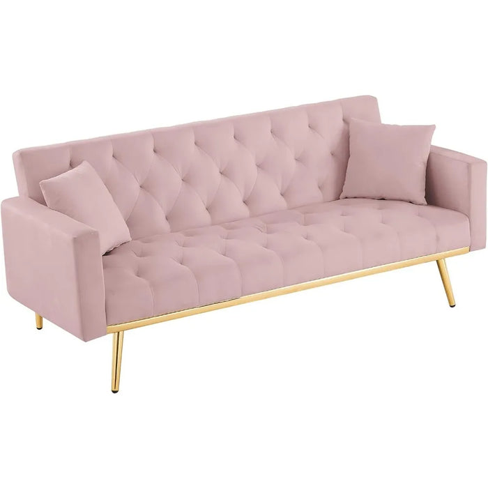Lifeand Convertible Folding Futon Bed,Sleeper Sofa Couch for Compact Living Space, Pink