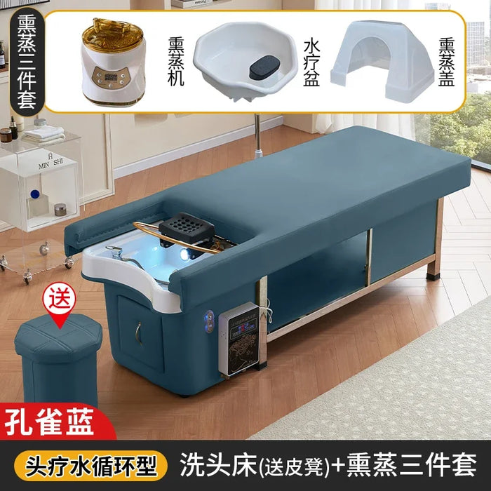 Smart Fumigation Shampo Chair Treatment Foot Shower Water Circulation Shampoo Bed Portable Shampoo Salon Furniture MQ50SC
