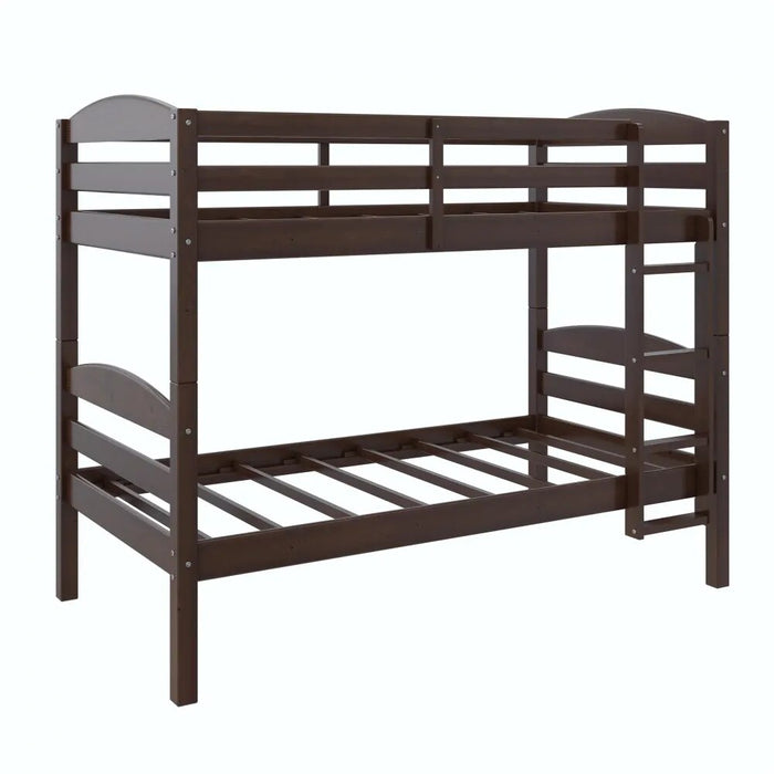 Better Homes & Gardens Leighton Solid Wood Twin-over-Twin Convertible Bunk Bed, Mocha bedframe  bedroom furniture