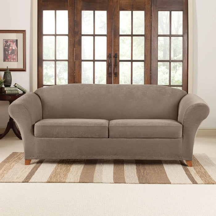 Stretch Pique 2 Cushion Sofa Slipcover Living Room Sofa Bed Red Modern Sofas for Living Room Convertible Puffs Air Single Home