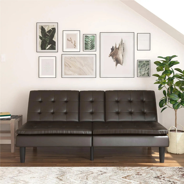 Memory Foam Futon with Cupholders and USB, Leather