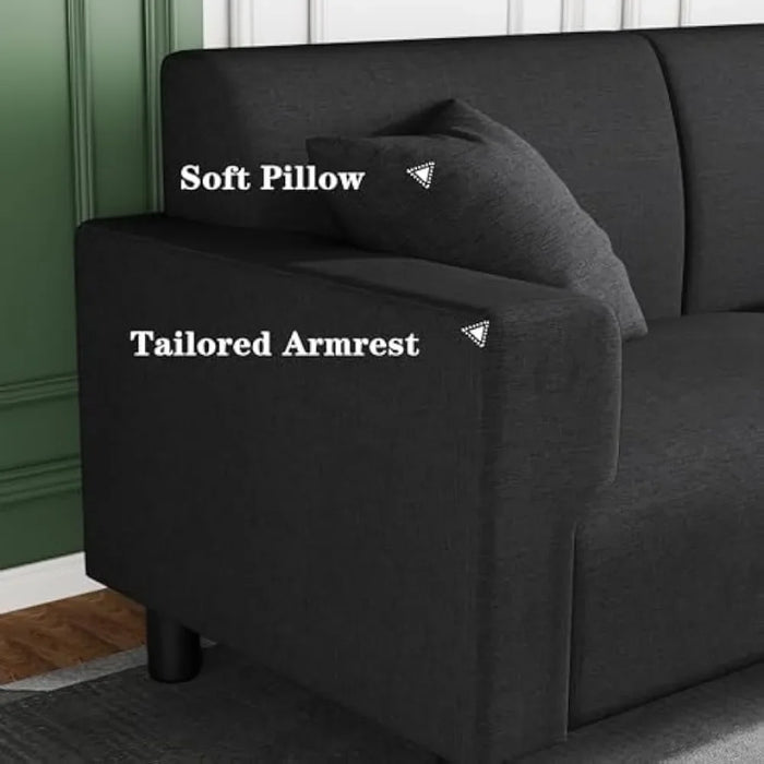 Sofa, modern cushion 94 inches, 3-seater deep cushion sofa, living room, lounge, sleeping chair sofa with two pillows