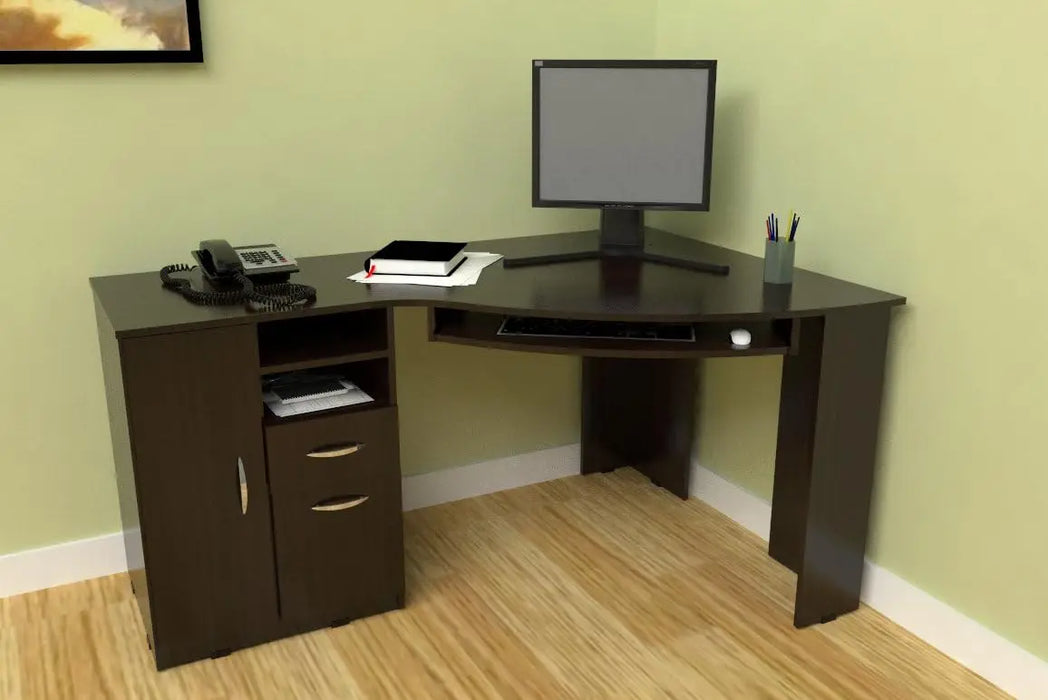 L-Shaped Corner Desk, Espresso