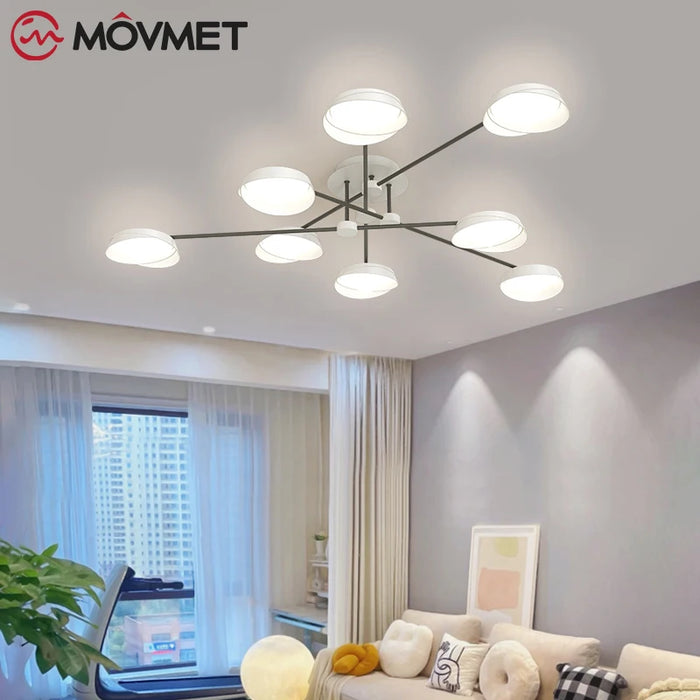 New Arrival Mdoern Creative LED Ceiling Lamp Nordic Metal Remote Acrylic Wood Bedroom Study Living Room Restaurant Chandeliers