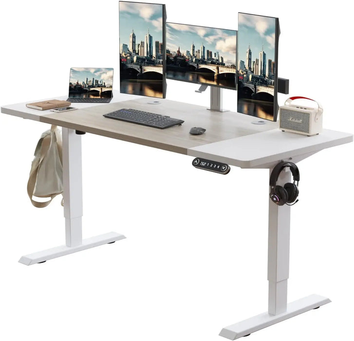 Radlove Electric Height Adjustable Standing Desk, 63x 30 Inches Stand Up Desk Workstation, Splice Board Home Office Computer Sta
