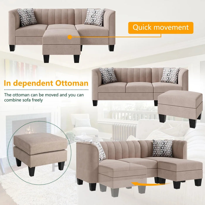 2023 New Convertible Sectional Sofa Couch, 3 Seat L Shaped Sofa