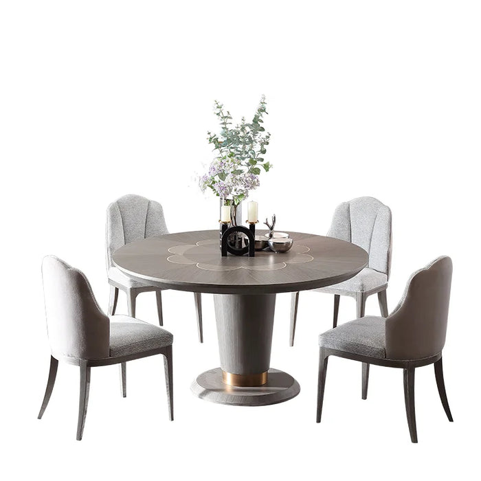 Modern American light luxury solid wood round dining table restaurant small apartment table and chair combination